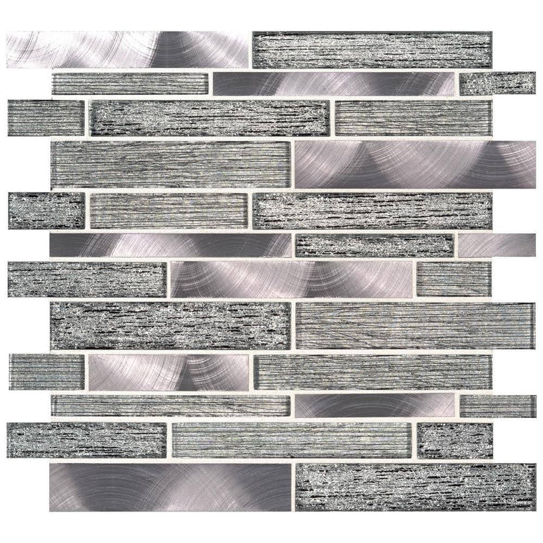 MSI Volcanic Luxe Glass and Metal Mosaic Tile, Interlocking Mesh-Mounted Design, 11.73 x 11.61 Inches, 8mm, 9.5 Sq. Ft. per Case